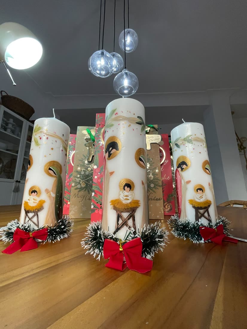 Vela de Navidad pintada a mano, referencia NV-03